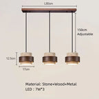 Njord | Wood & Travertine LED Pendant Light