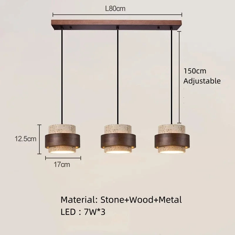 Njord | Wood & Travertine LED Pendant Light