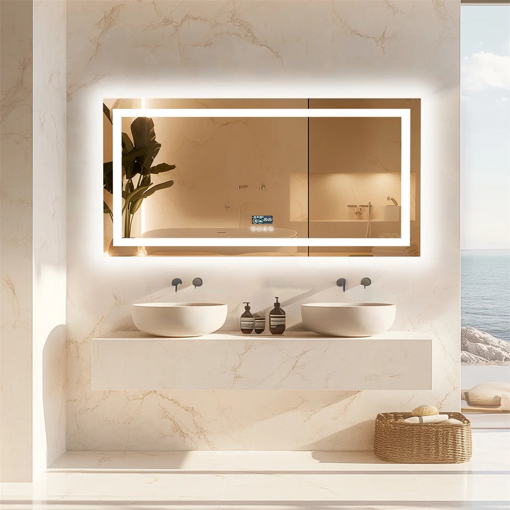 Bluetooth-Enabled Illuminated Rectangle Vanity Mirror for the Bathroom