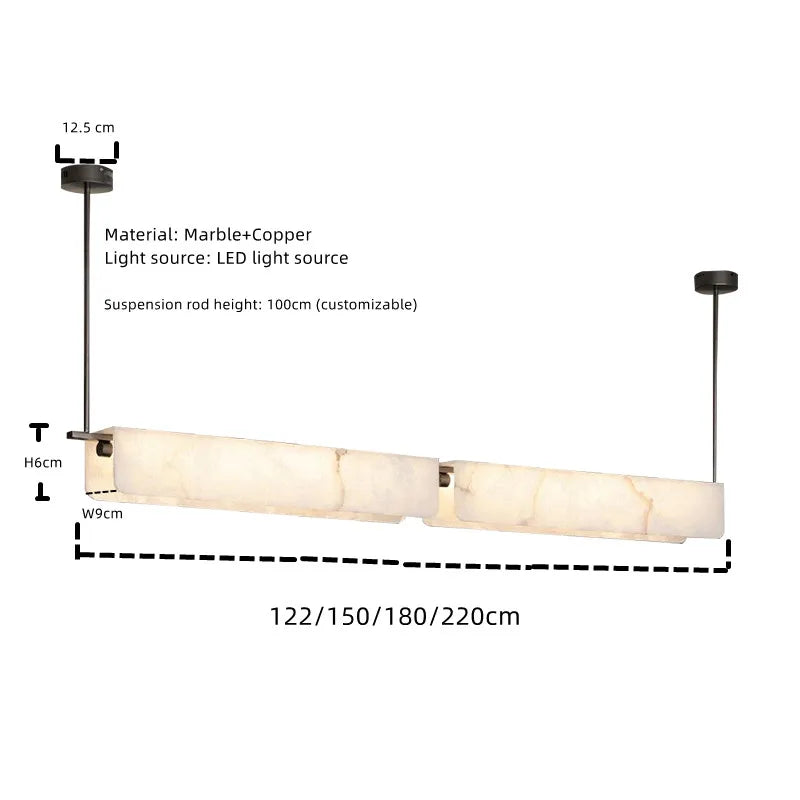 Ersilia | Rectangular Alabaster Linear Chandelier
