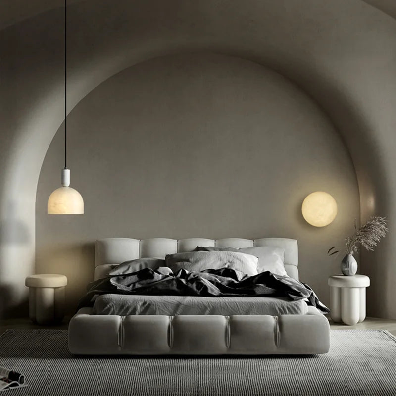 Selene | Round Marble & Copper Wall Lamp