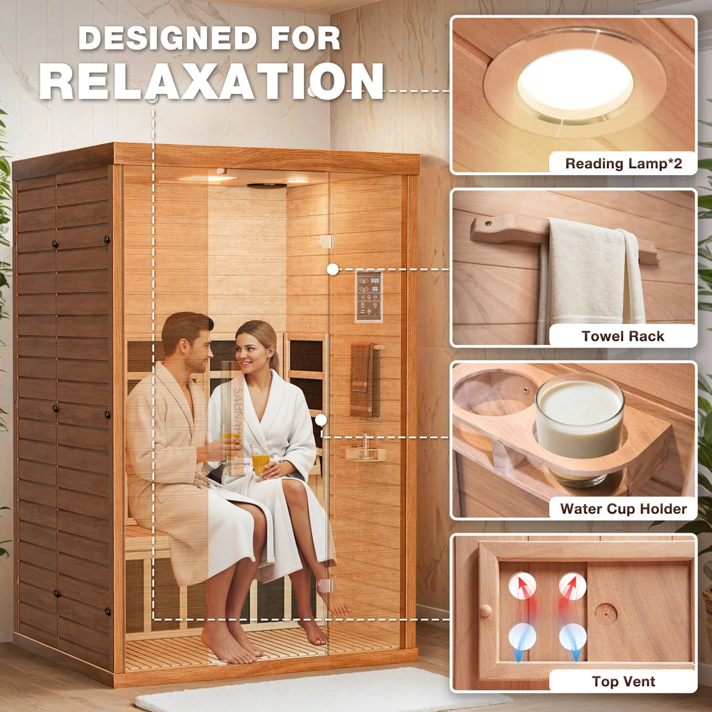 Premium Two-Person Indoor Infrared Sauna for Home Spa