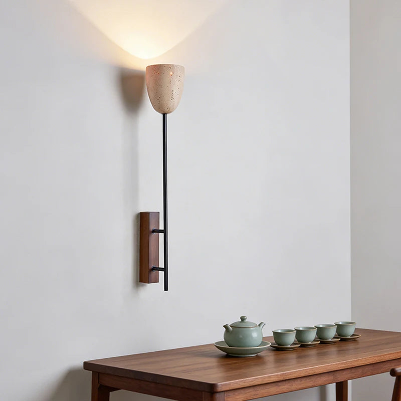 Theron | Stone and Wood Wall Sconce