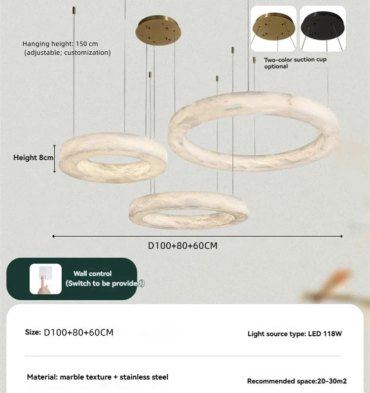 Phoebe | Alabaster Round Chandelier
