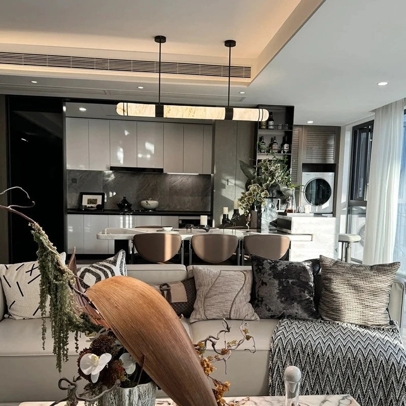 Tullia | Marble and Bronze Linear Chandelier