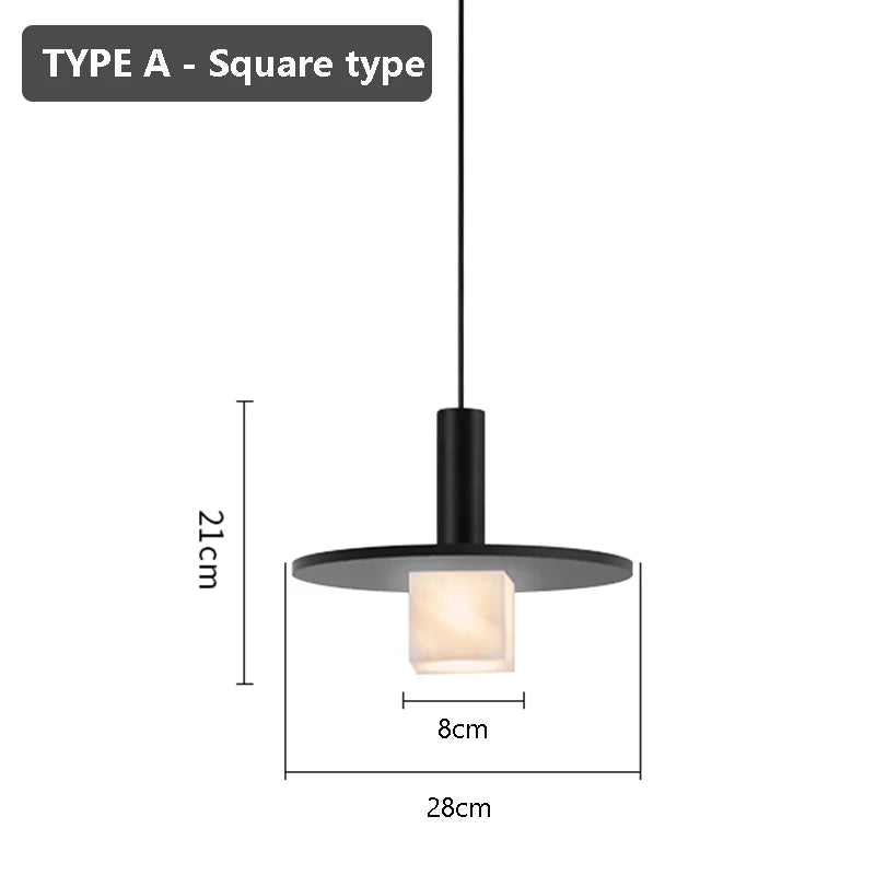 Marble Effect Pendant Chandelier – Modern Compact Ceiling Light for Living Room, Hallway, Bedroom & Bar | Simple, Elegant Bedside Lighting