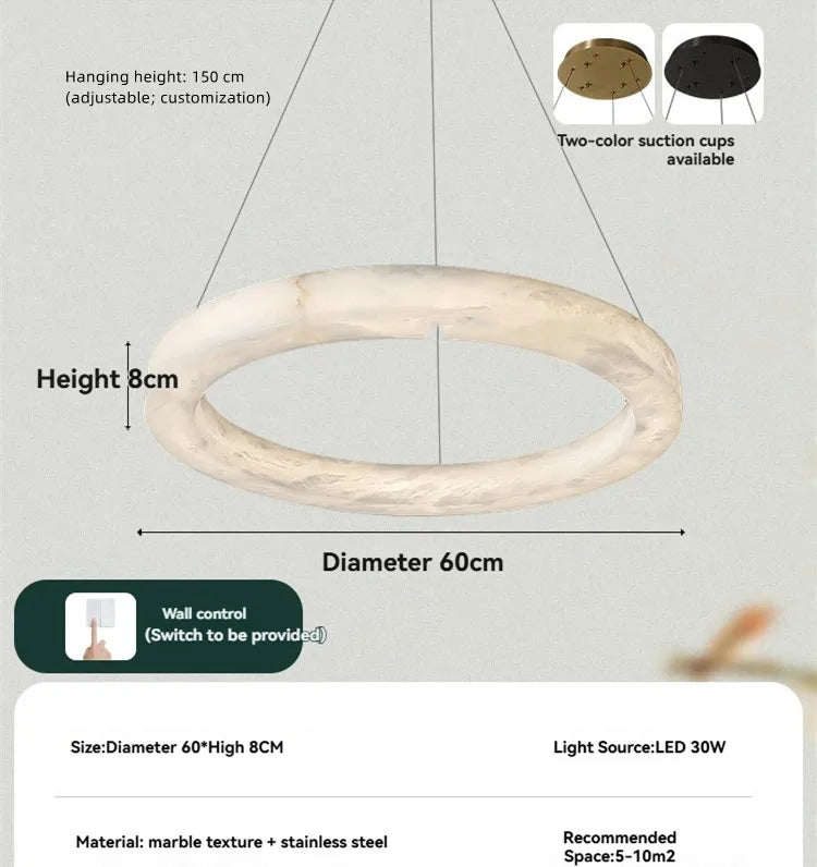 Phoebe | Alabaster Round Chandelier