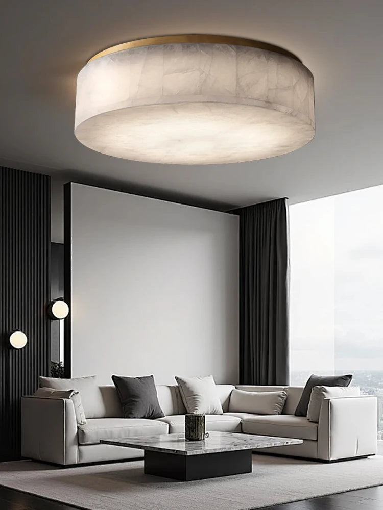 Aurore | Alabaster & Copper Round Ceiling Lamp