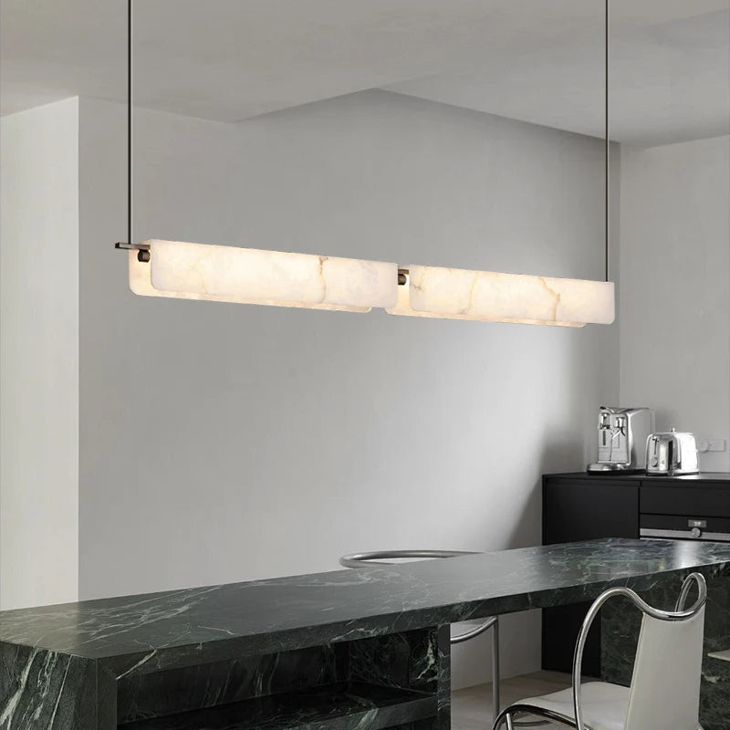 Ersilia | Rectangular Alabaster Linear Chandelier