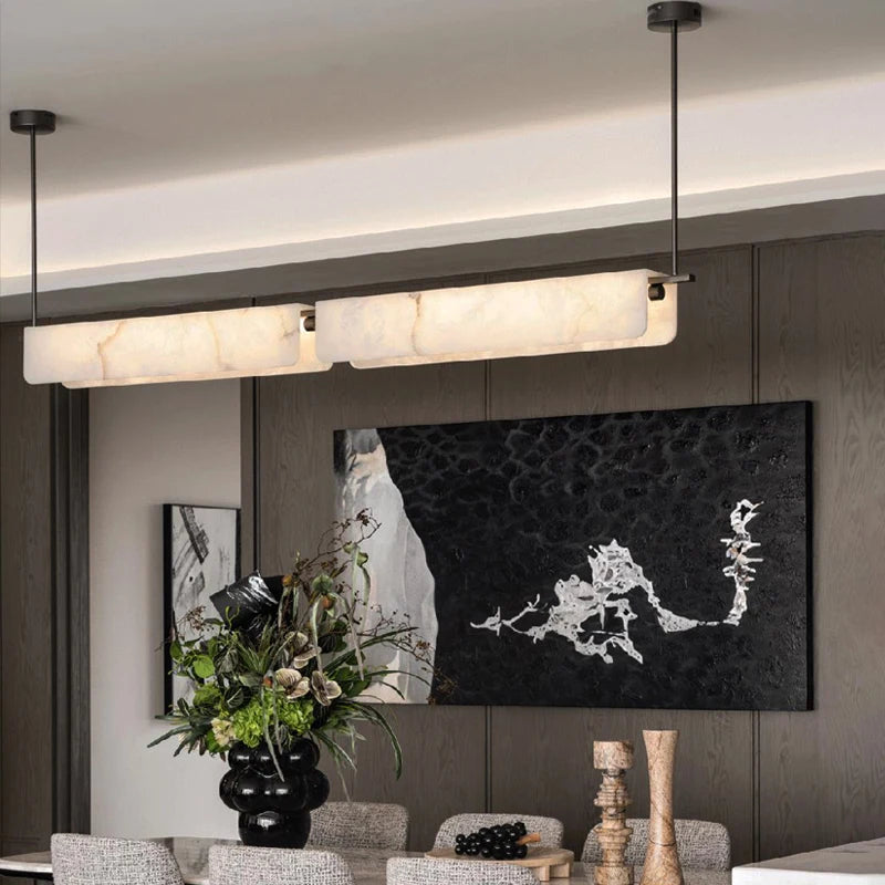 Ersilia | Rectangular Alabaster Linear Chandelier