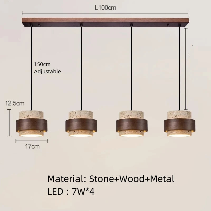 Njord | Wood & Travertine LED Pendant Light