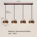 Njord | Wood & Travertine LED Pendant Light