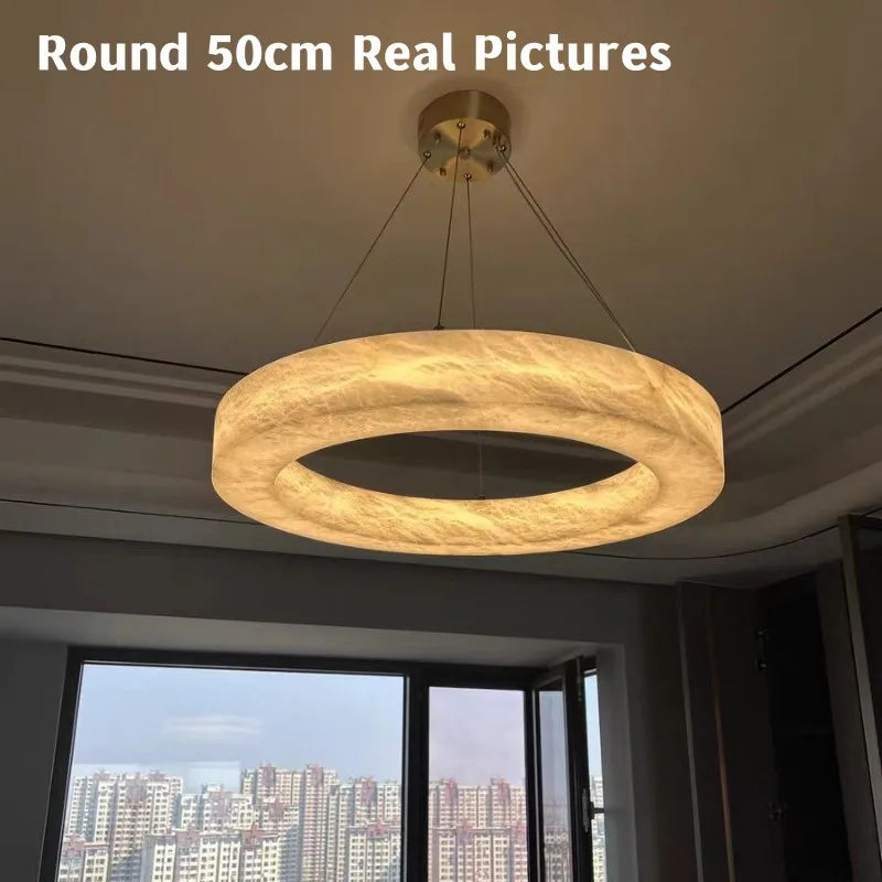 Phoebe | Alabaster Round Chandelier