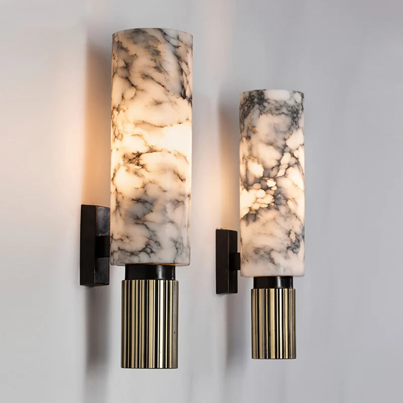Modern Luxury Natural Marble Wall Lamp - LED Sconce for Living Room, Bedroom & Bedside, Vintage Home Decor Light Fixture