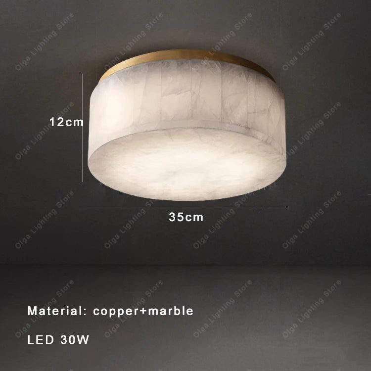 Aurore | Alabaster & Copper Round Ceiling Lamp