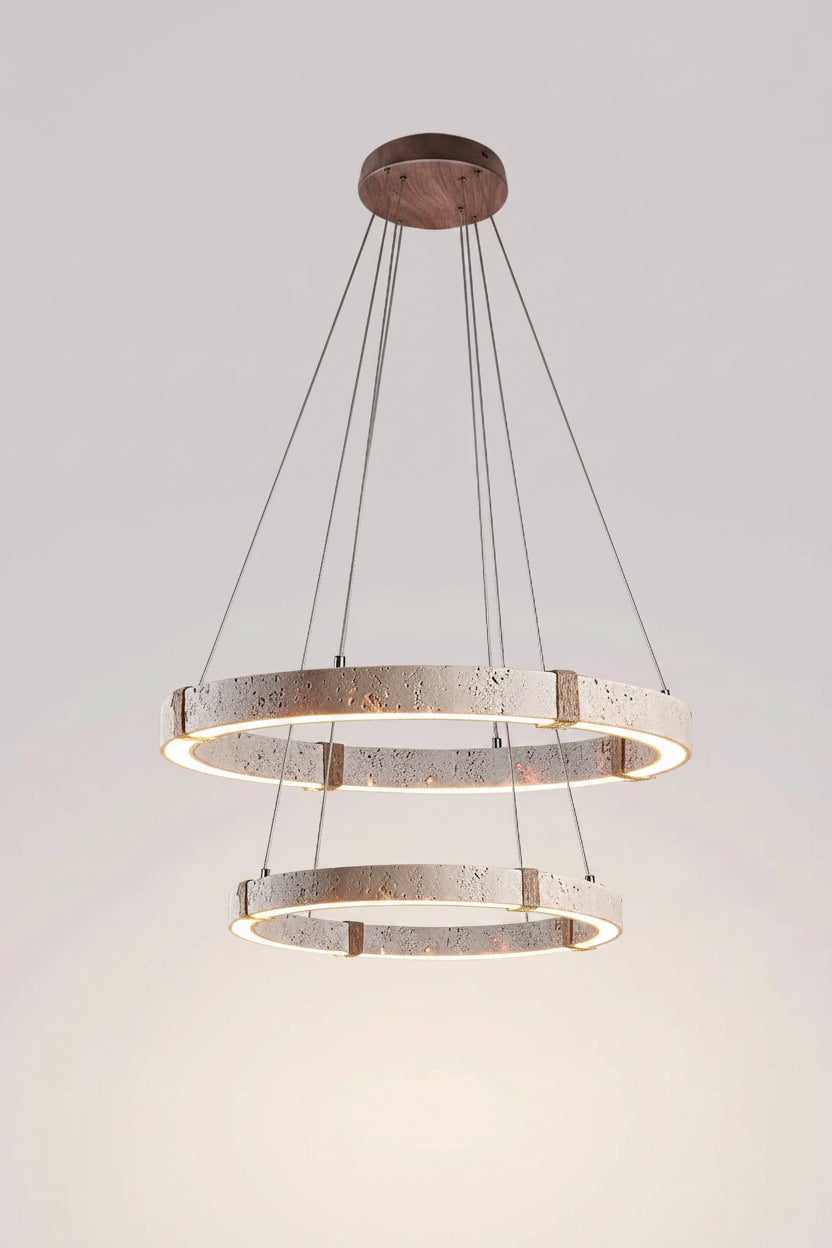 Aro | Circular Travertine Pendant Chandelier