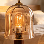 Rufina | Wood and Amber Glass Table Lamp