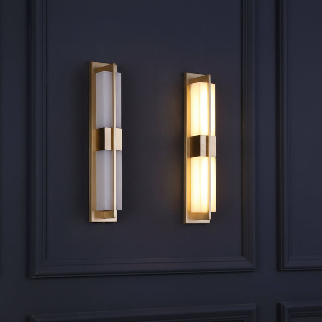 Marcella | Alabaster and Copper Wall Light