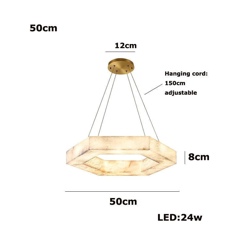 Amália | Alabaster 3-Ring Marble Chandelier