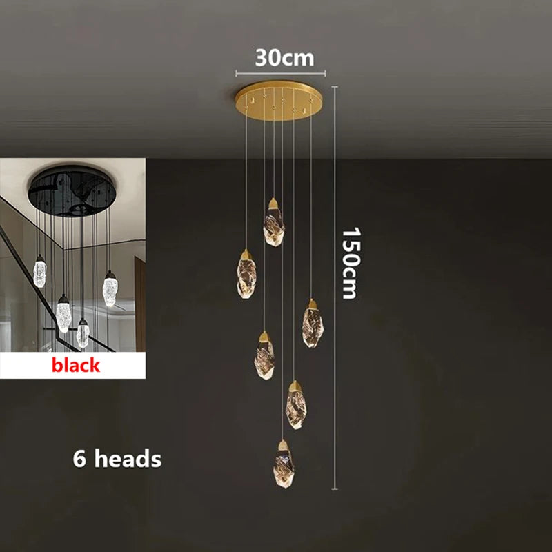 Modern home decoration crystal chandelier, stair Pendant lamp, living room Pendant lights, interior lighting