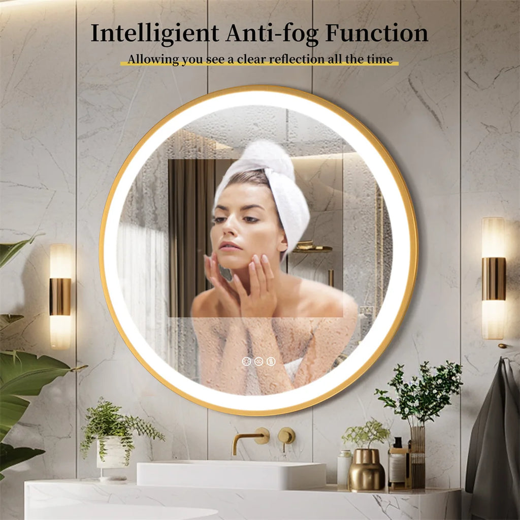 Gold Frame LED Bathroom Vanity Mirror - Elegant, Bright Illumination