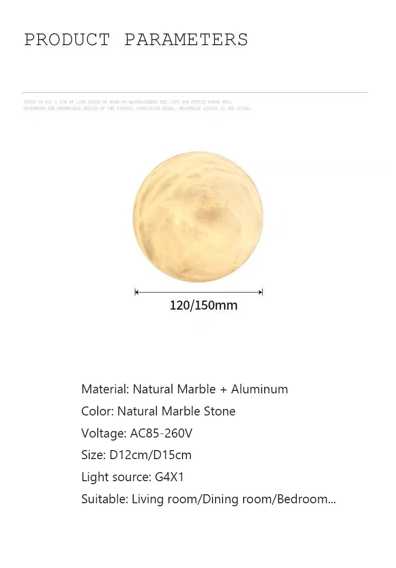 Rhea | Round Natural Marble Wall Lamp
