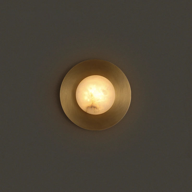 Renata | Marble and Brass Round Wall Sconce