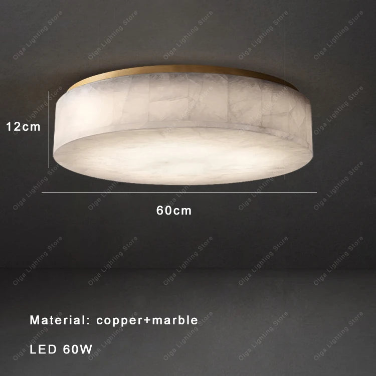 Aurore | Alabaster & Copper Round Ceiling Lamp