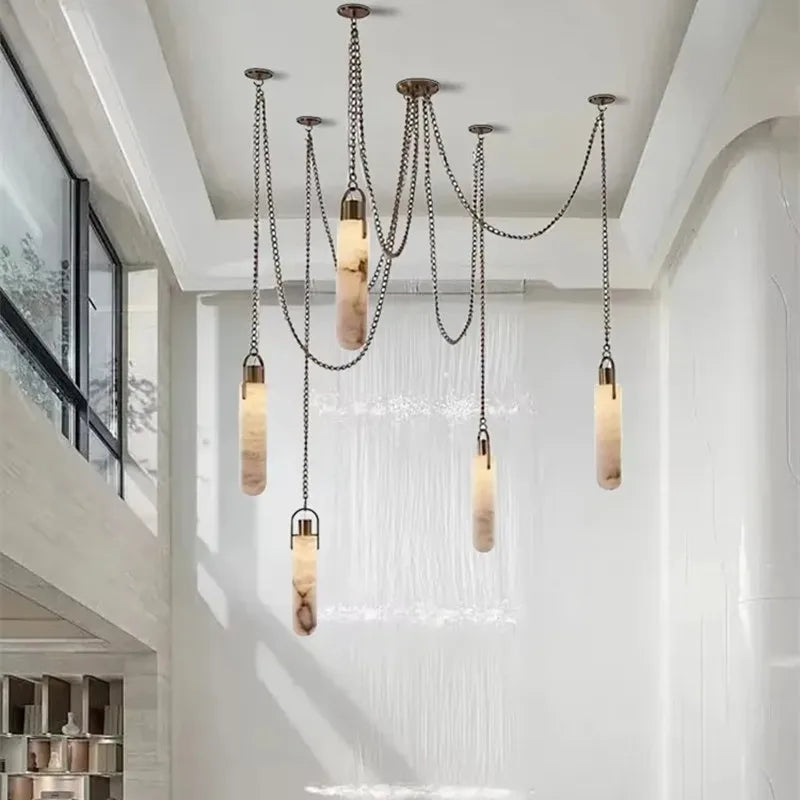 Rosalba | Alabaster and Brass Multi-Light Chandelier