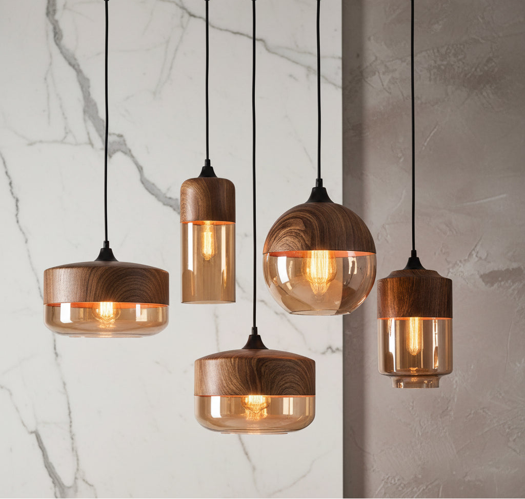 Aelia | Wood & Glass Pendant Light