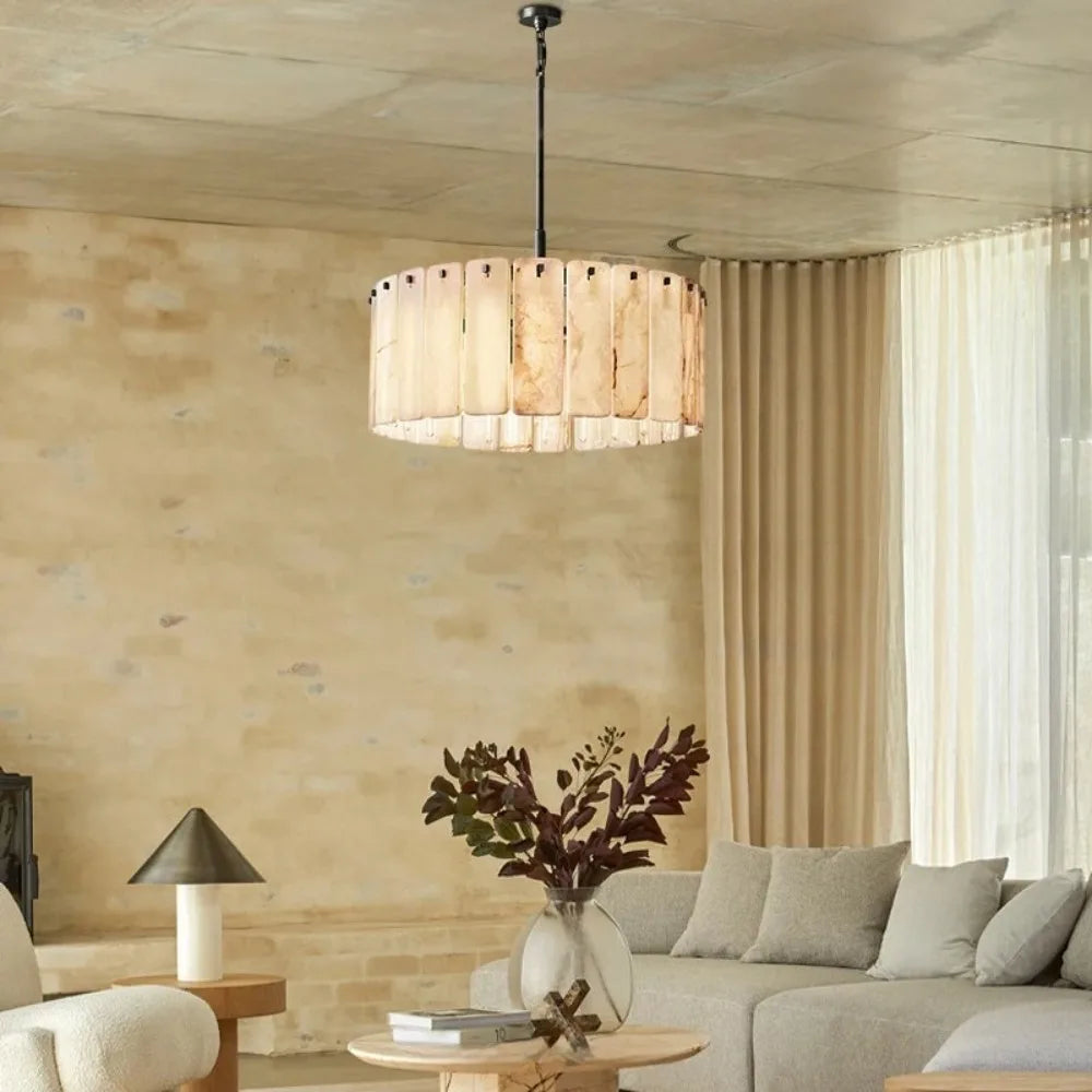 Emilia | Round Marble Hanging Chandelier