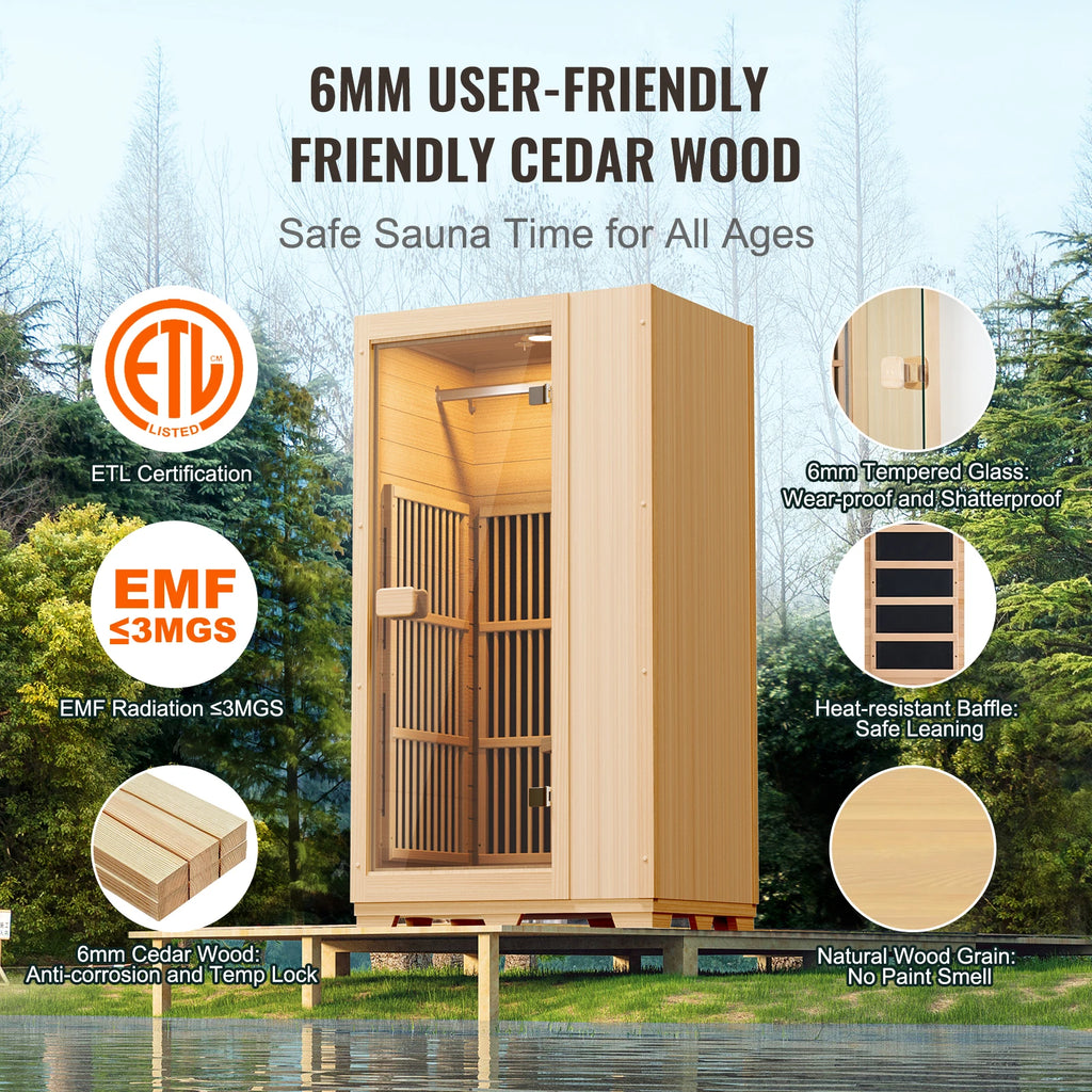 One-Person Infrared Wooden Sauna - Your Personal Home Spa Retreat