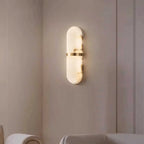 Post-Modern Oval Copper & Natural Marble Wall Lamp Sconce
