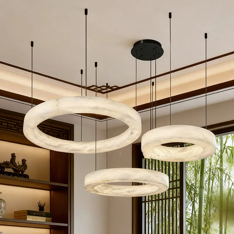 Phoebe | Alabaster Round Chandelier