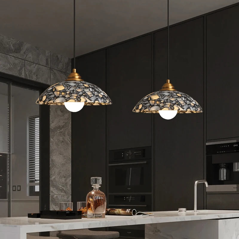 Donatella | Black Spliced Marble Pendant