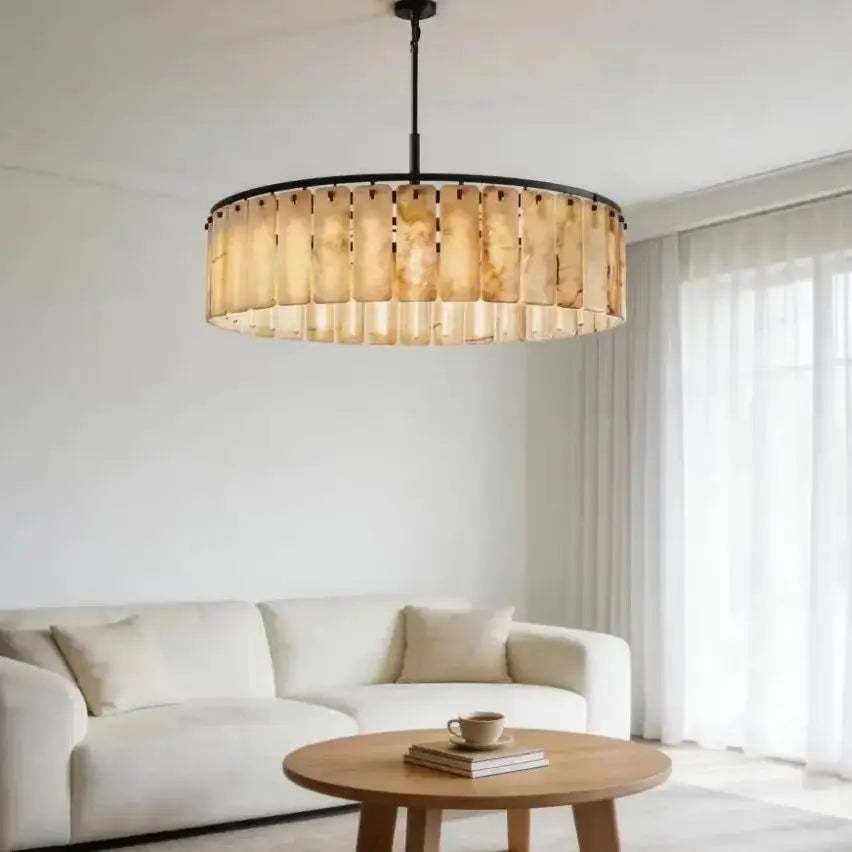 Emilia | Round Marble Hanging Chandelier