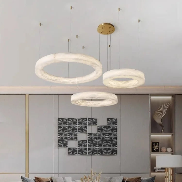 Phoebe | Alabaster Round Chandelier
