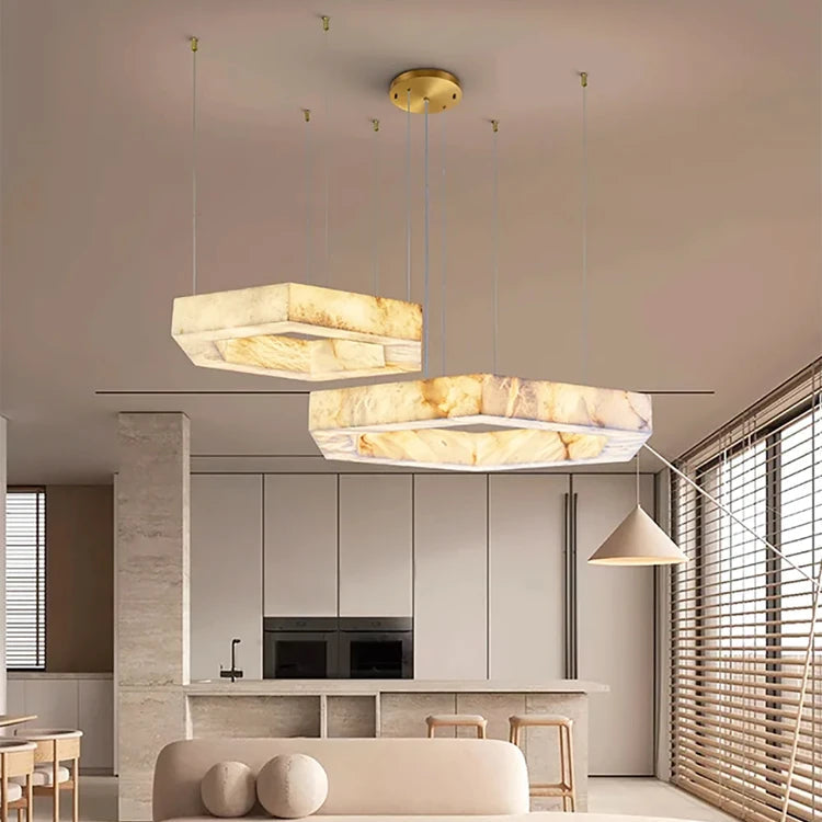 Amália | Alabaster 3-Ring Marble Chandelier