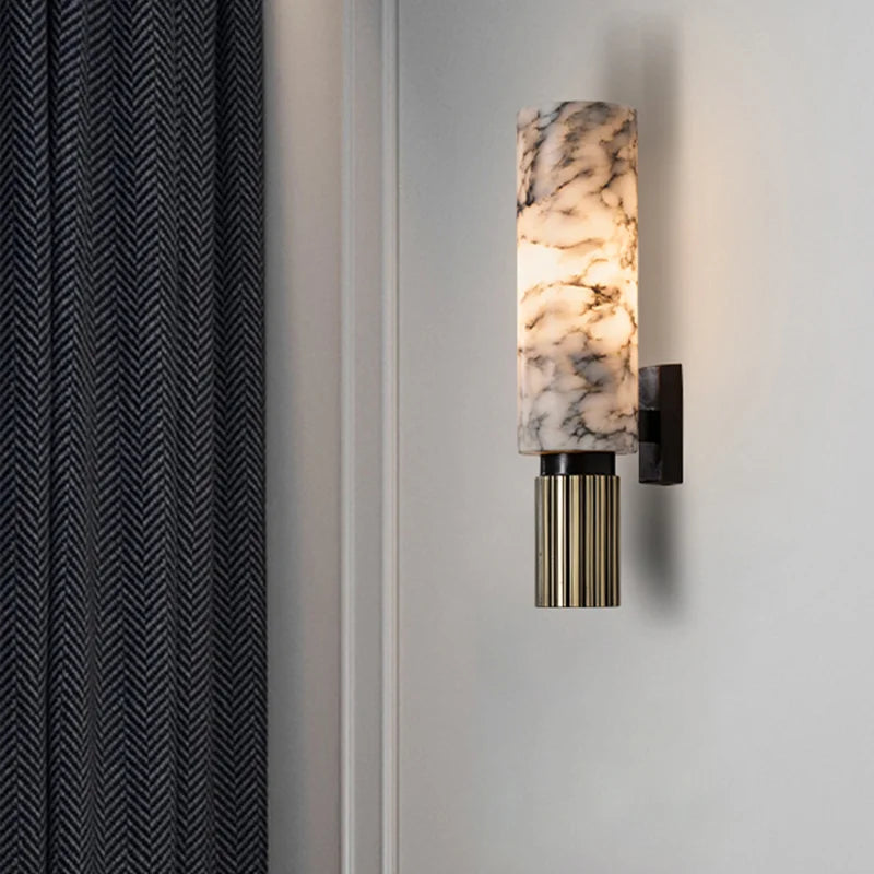 Modern Luxury Natural Marble Wall Lamp - LED Sconce for Living Room, Bedroom & Bedside, Vintage Home Decor Light Fixture