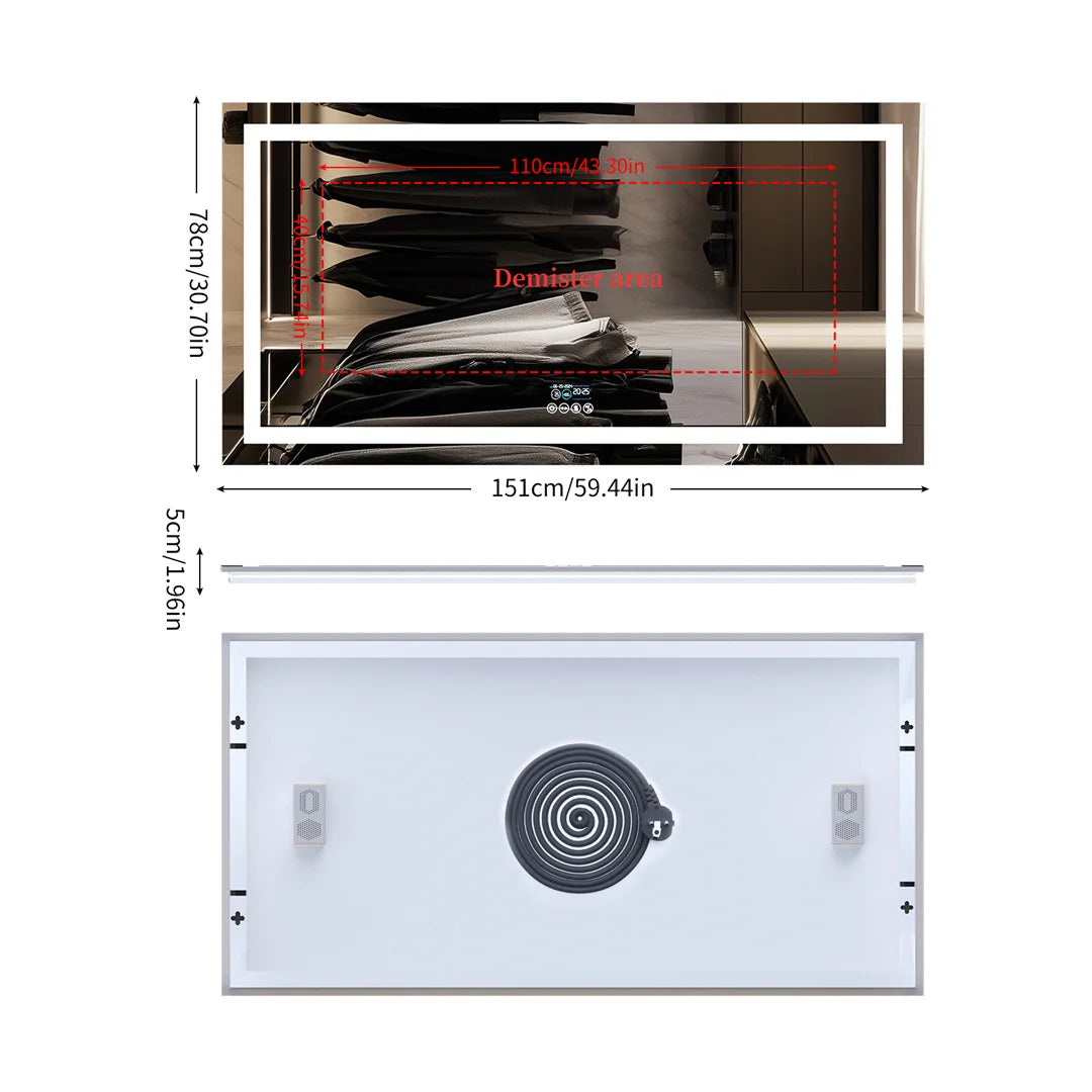 Bluetooth-Enabled Illuminated Rectangle Vanity Mirror for the Bathroom