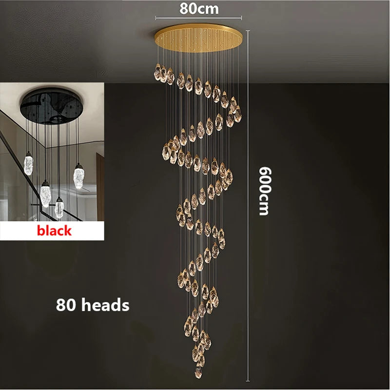 Modern home decoration crystal chandelier, stair Pendant lamp, living room Pendant lights, interior lighting