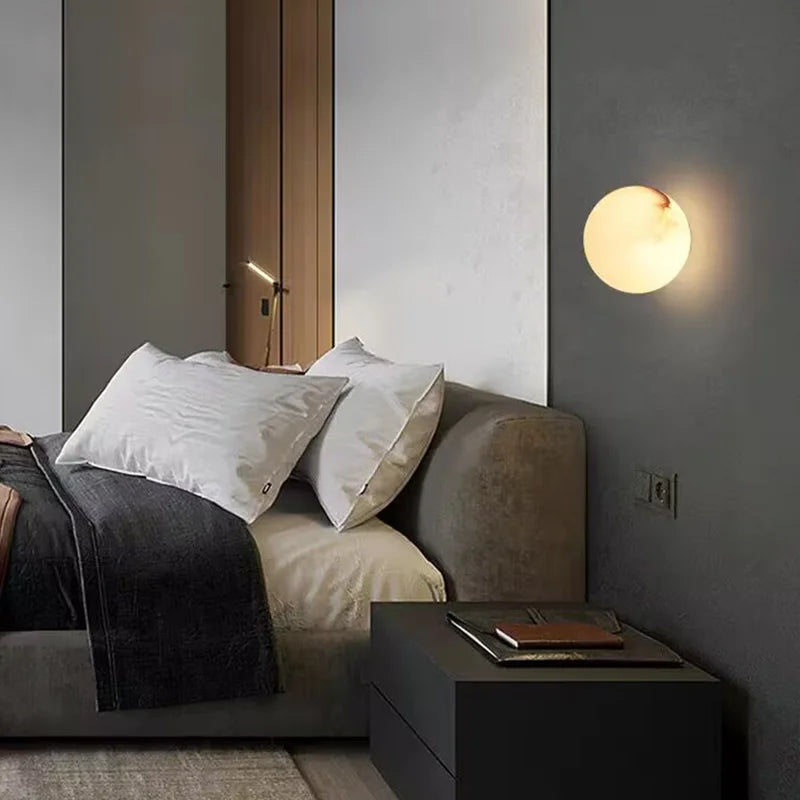 Rhea | Round Natural Marble Wall Lamp