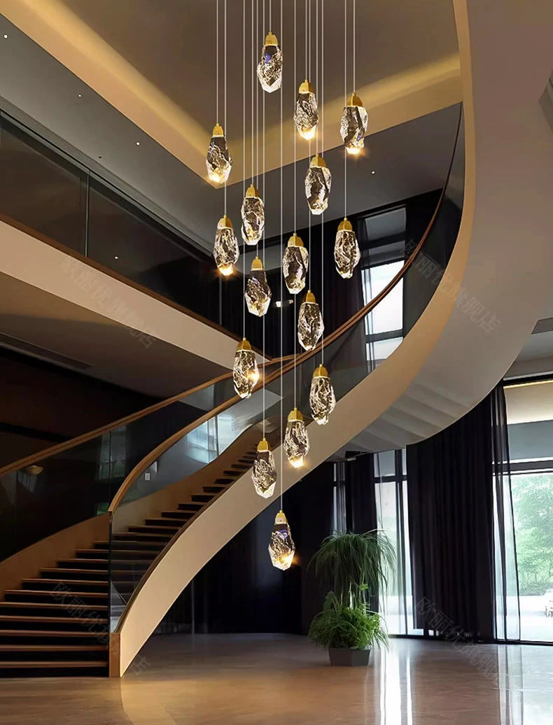 Modern home decoration crystal chandelier, stair Pendant lamp, living room Pendant lights, interior lighting