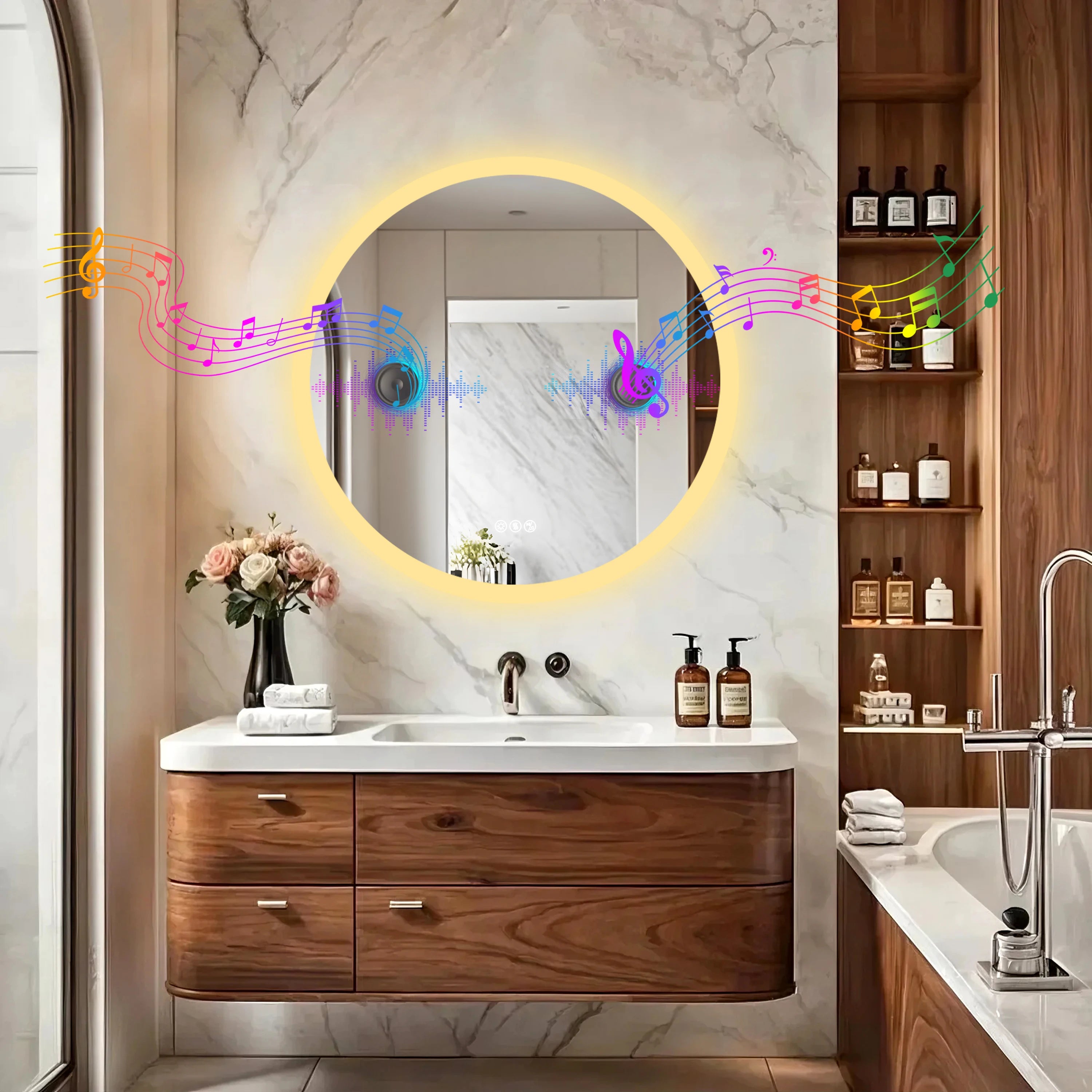 Runa | Smart Bluetooth Round LED Bathroom Mirror