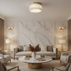Aurore | Alabaster & Copper Round Ceiling Lamp