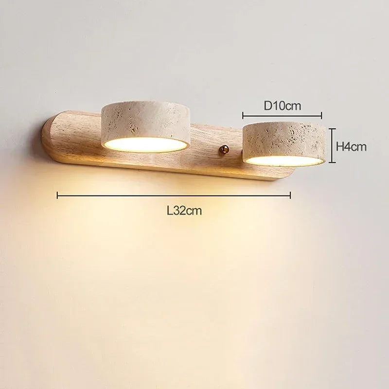 Gemela | Rotatable Travertine Duo Vanity Wall Light