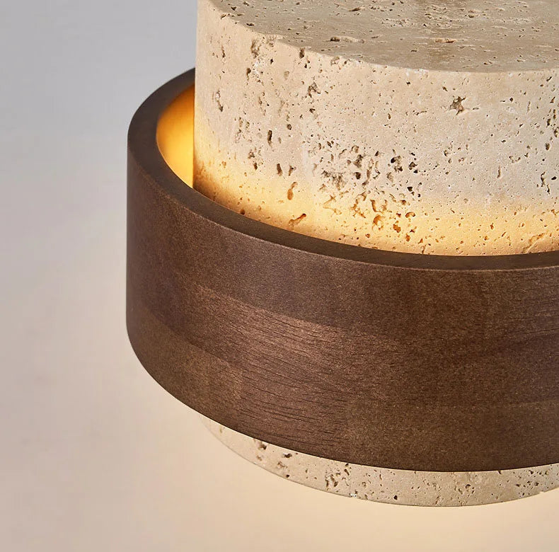 Njord | Wood & Travertine LED Pendant Light