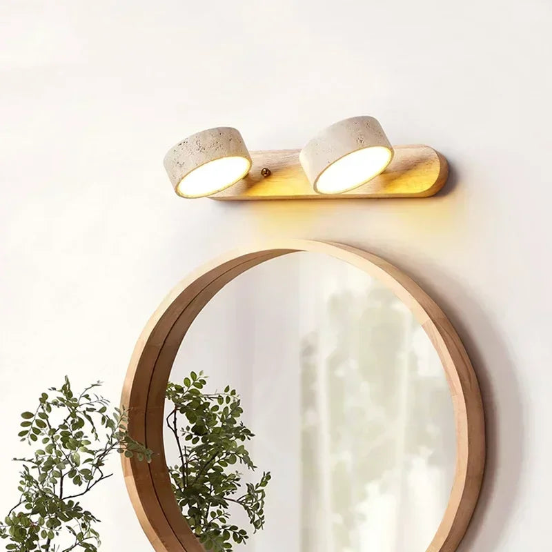 Gemela | Rotatable Travertine Duo Vanity Wall Light