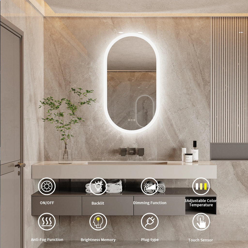 Liv | Frameless Backlit Oval LED Bathroom Mirror