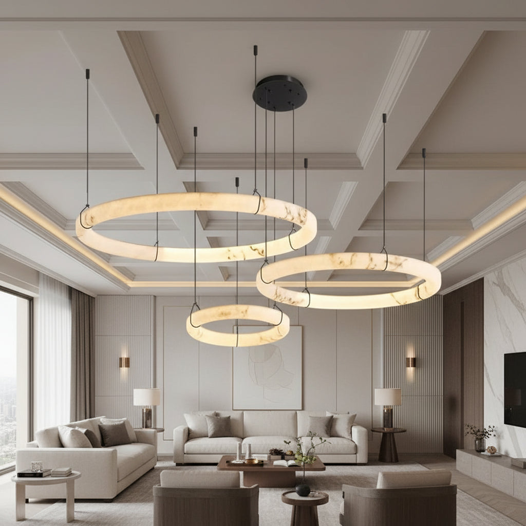 Nerina | Marble Effect Ring Chandelier
